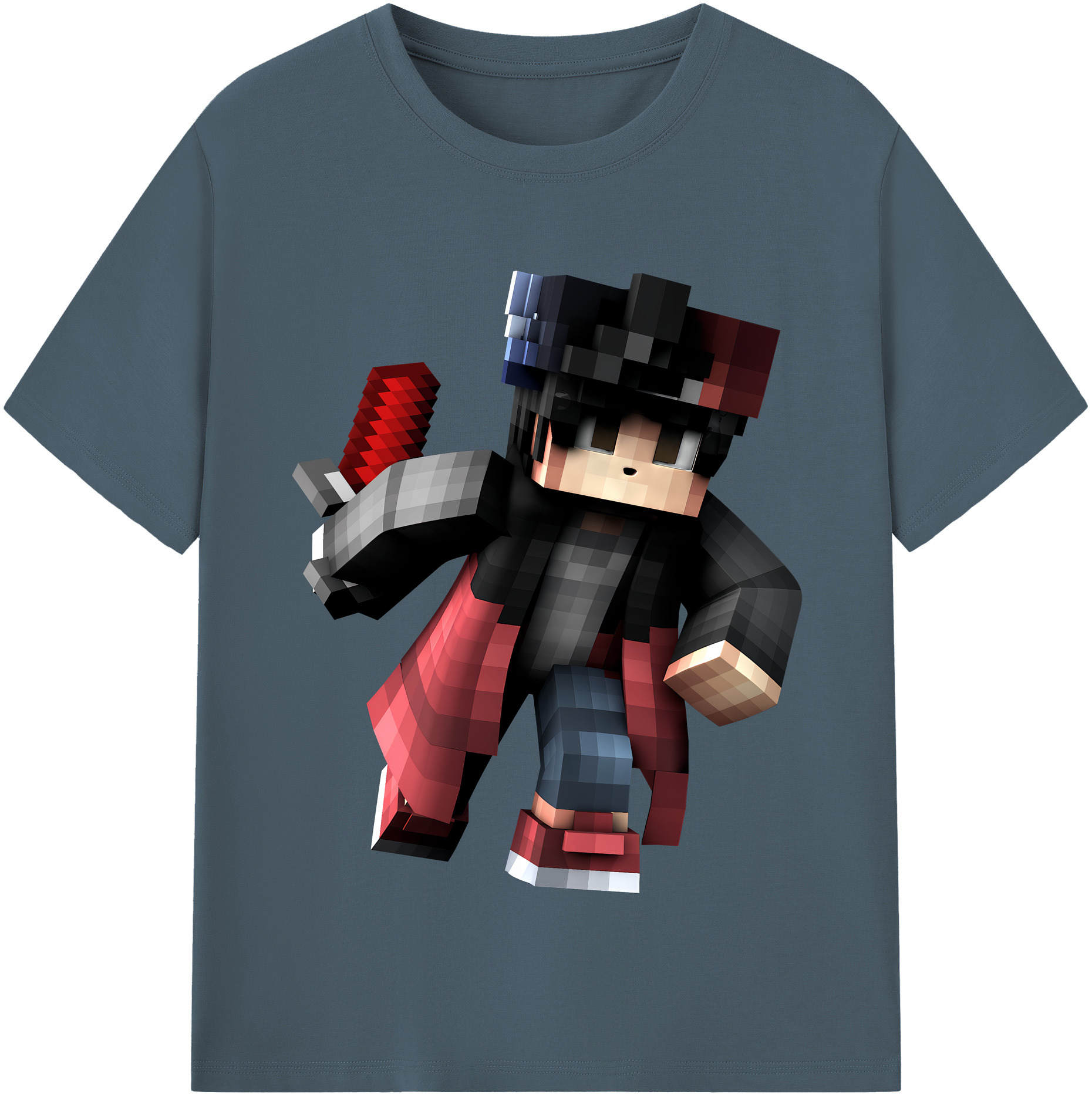 （画像用） マインクラフト ブロックの世界 Minecraft MC Block world 綿100％半袖Tシャツ（フロントプリント）